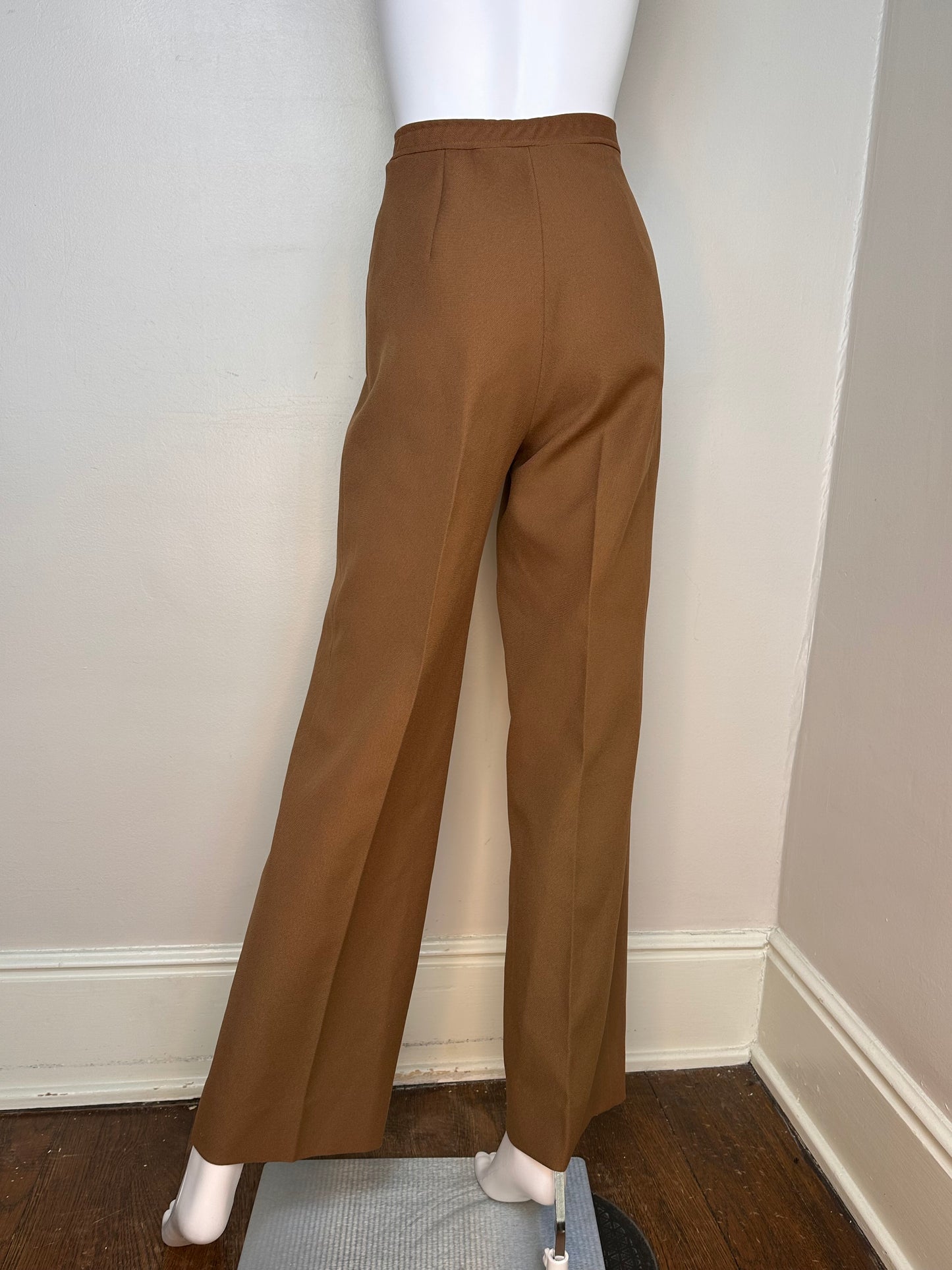 1970s Mocha Brown High Waisted Pants, Size XS/Small