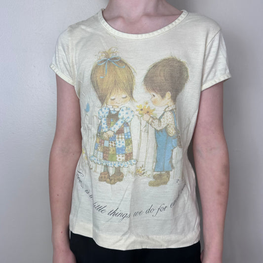 1970s Love is in the Little Things We Do For Each Other T-Shirt, Growing Girl Size 10-12/Adult XS, Prairie, Cottagecore