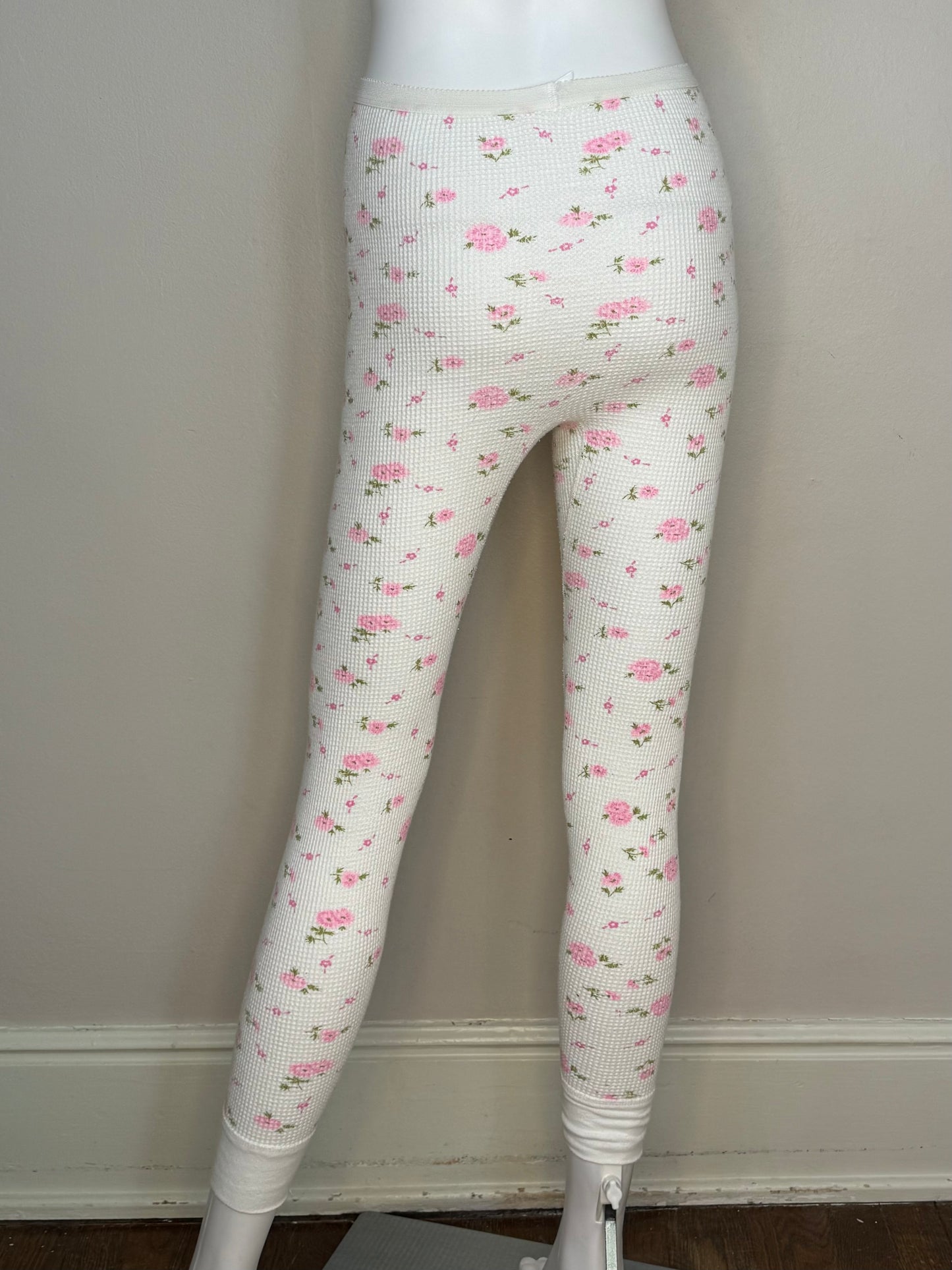 1970s/80s Floral Thermal Shirt and Pants Set, Sears Size S/M, Long John Winter Underwear