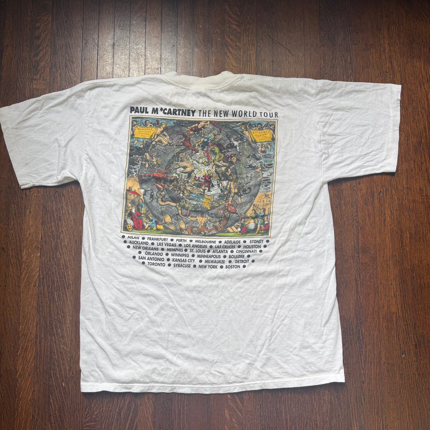 1990s Paul McCartney The New World Tour T-Shirt, GEM Size XL, 1993 Concert Tee
