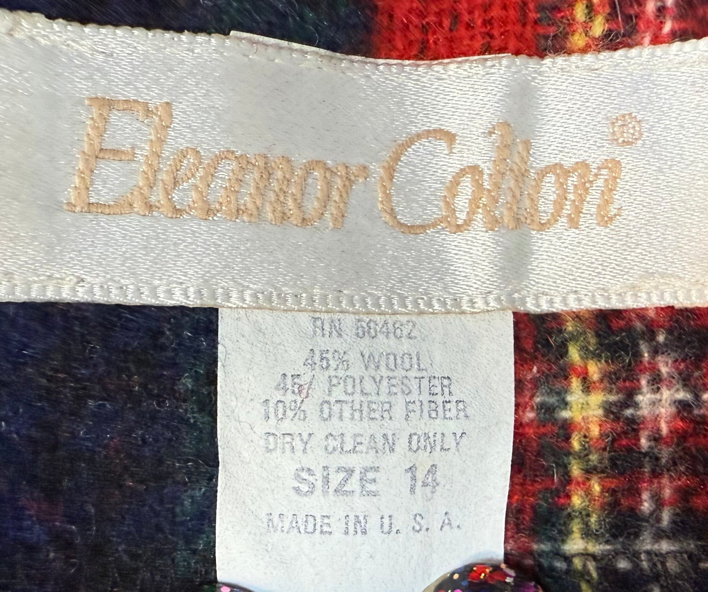 Vintage 1990s Plaid Wrap Skirt, Eleanor Colton Size Medium, Wool Blend