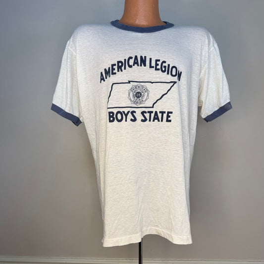 1980s American Legion Boys State T-Shirt, Tennessee, Signal Ringer Tee Size XL