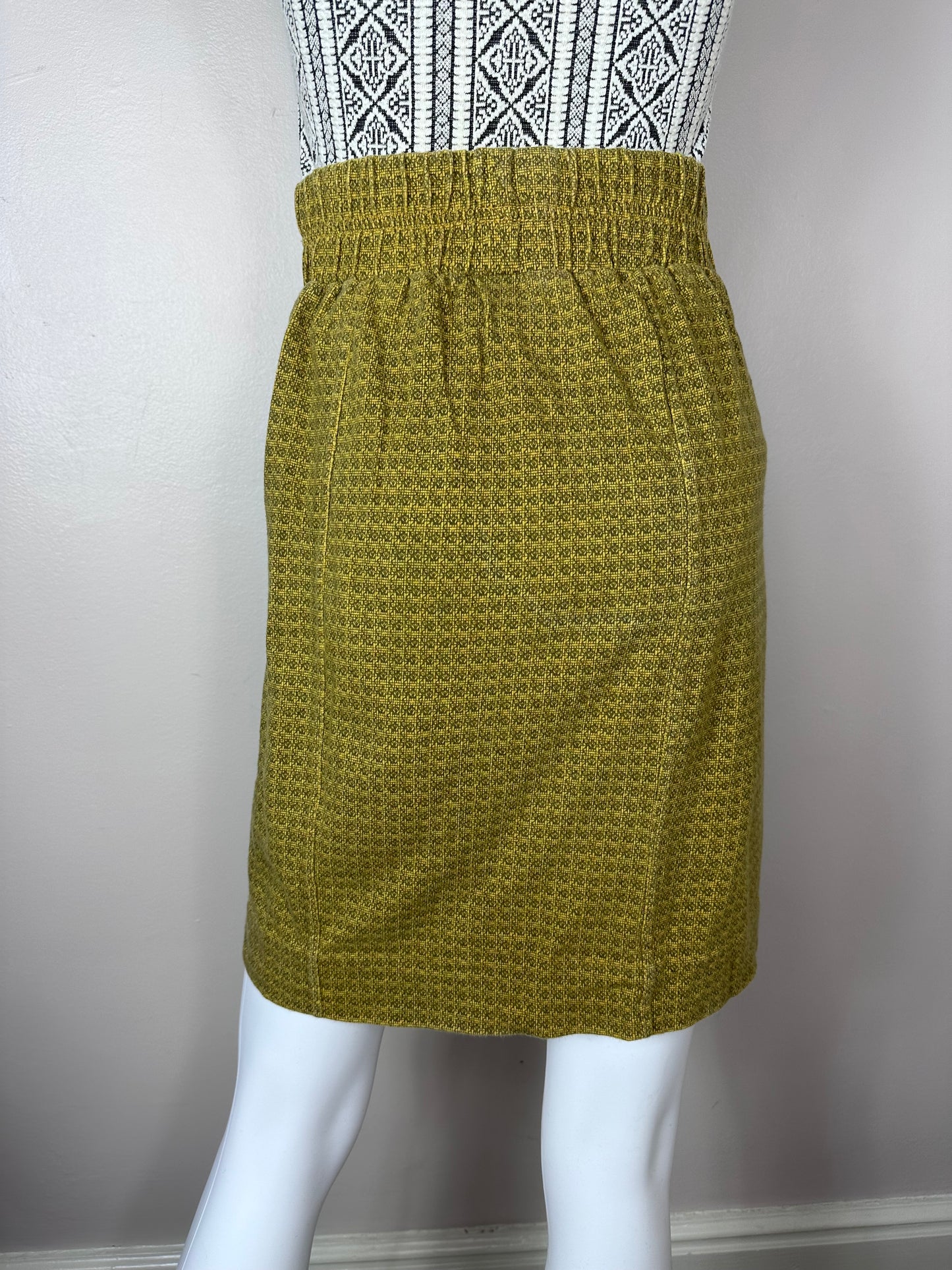 1990s Mustard Yellow Express Knit Skirt, Size XS-Small