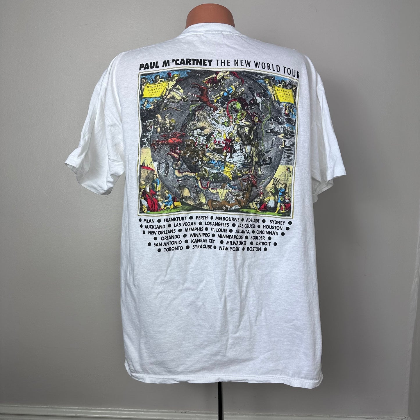 1993 Paul McCartney The New World Tour T-Shirt, Brockum Group Size XL, 1990s Concert Tee