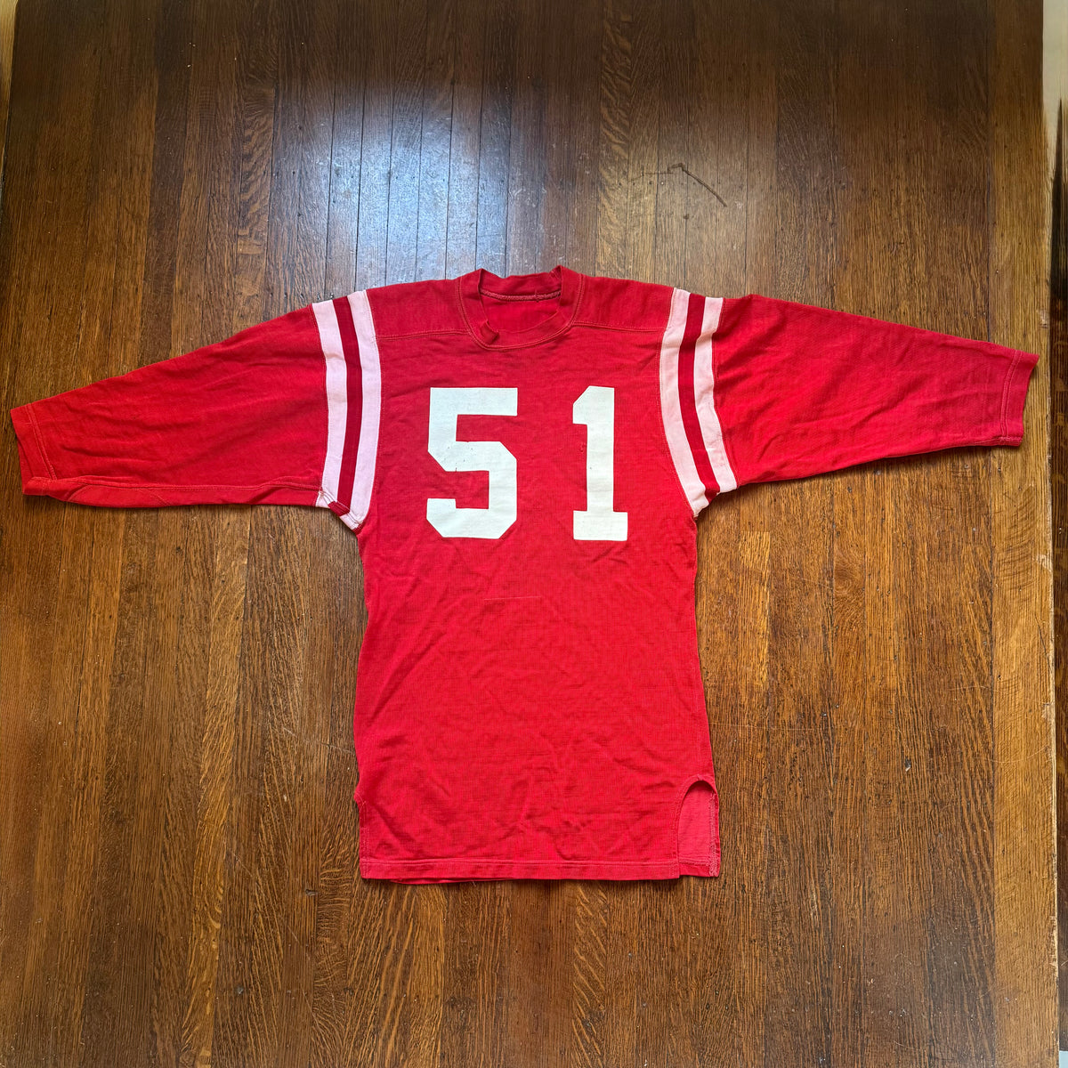 1960s Red Durene Jersey, Size Medium, No 51, Distressed