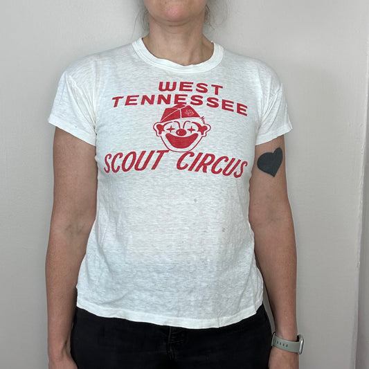 1950s West Tennessee Scout Circus T-Shirt, Chief Adair Size S-M, Boy Scouts of America