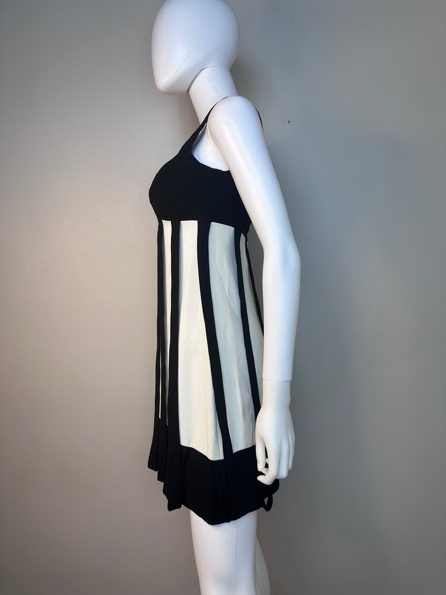 1960s Mod Cage Mini Dress, Size XS, Black and White, Car Wash, Go Go Dancer