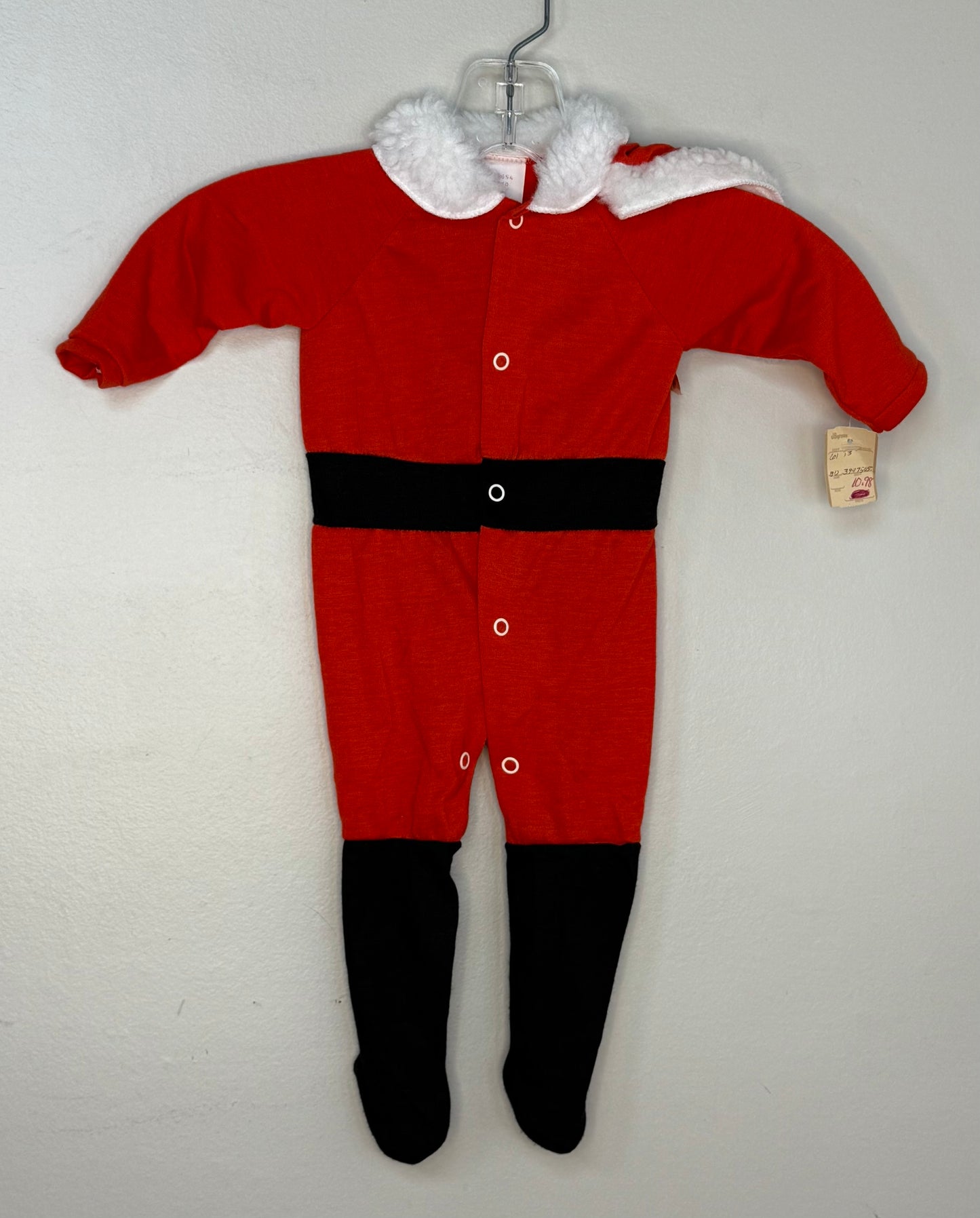 1980s/90s Baby Santa Suit Footie Pajamas with Hat, Kessler Size 9-12m, Two Piece Outfit Costume, Christmas Jumpsuit, New with Tags