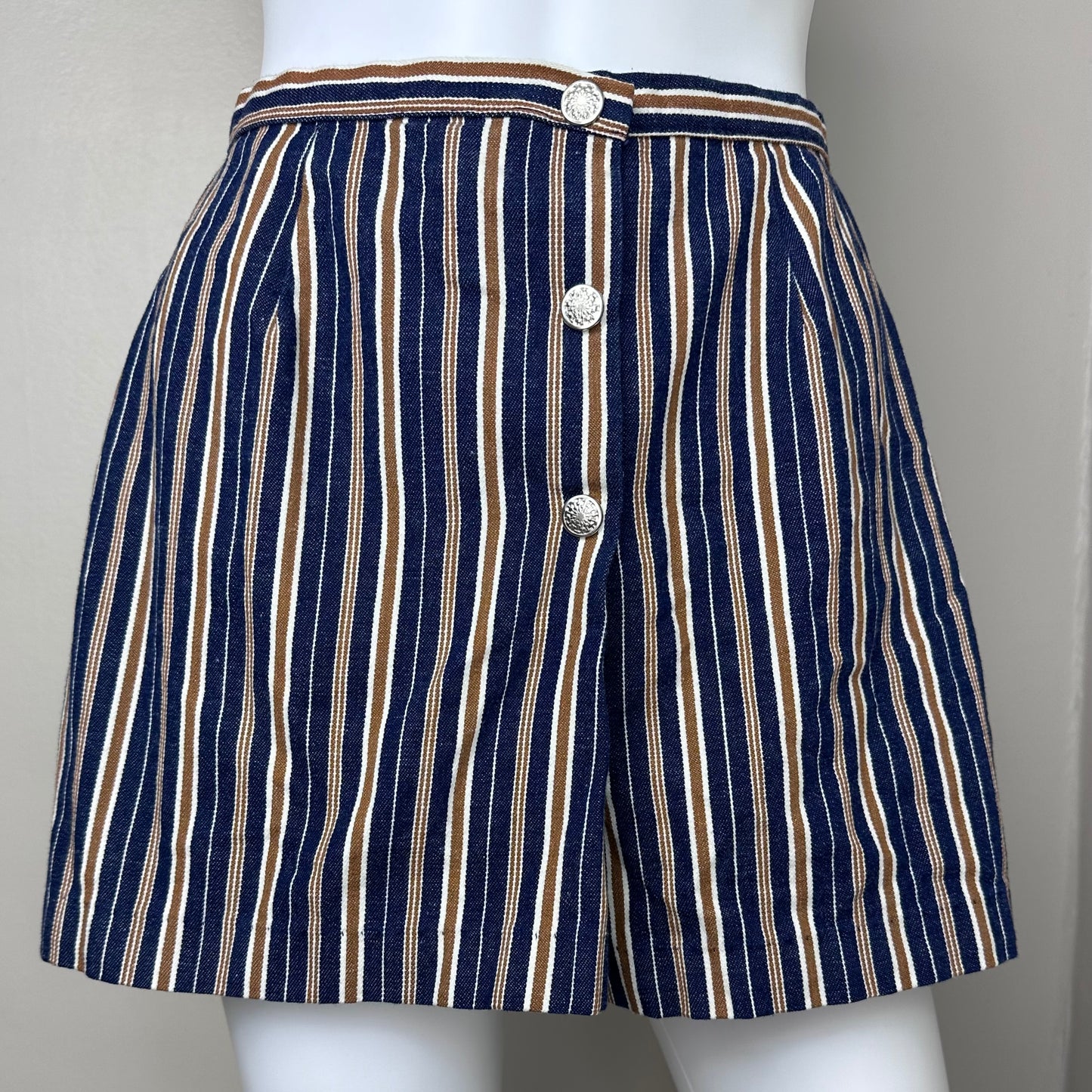 1960s Striped Skort, Lady Stoneswear Size XS, Micro Mini Skirt, Shorts