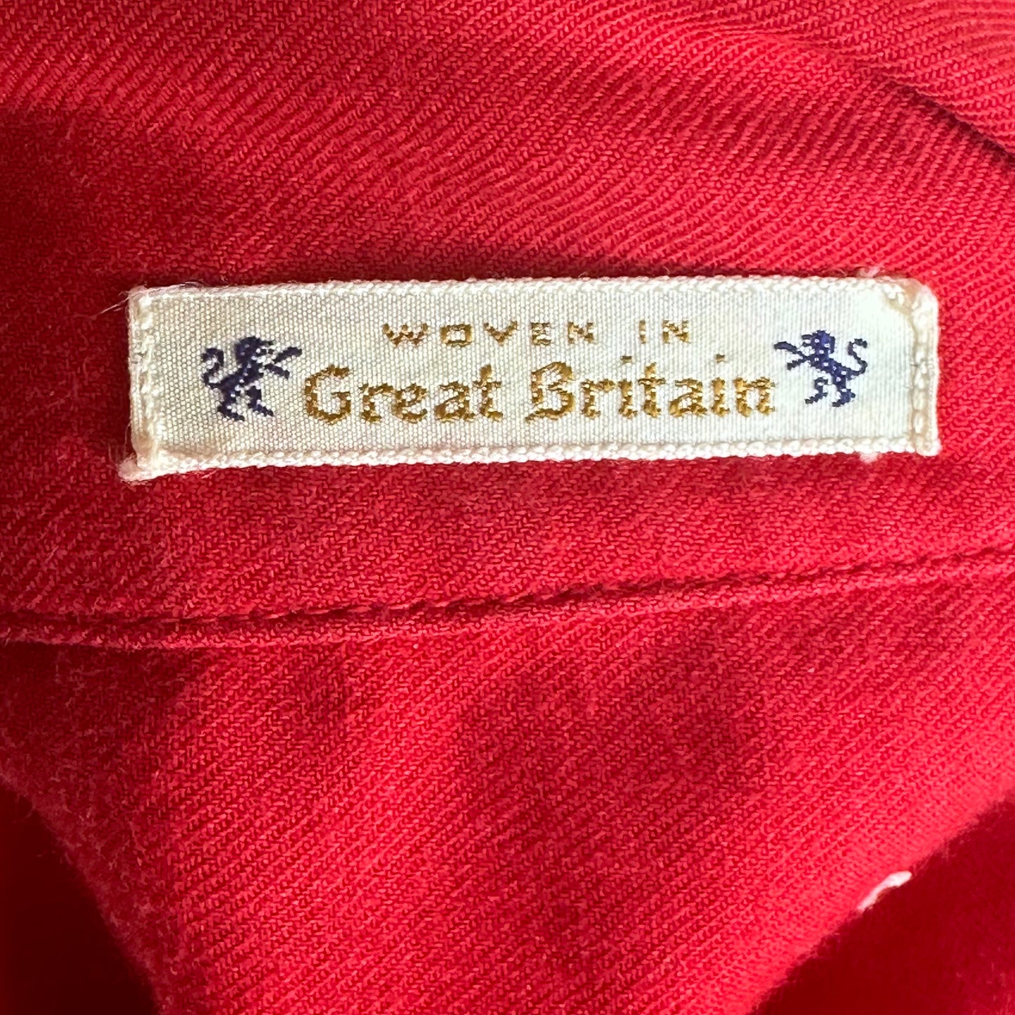 1950s/60s Soft Red Shirt, Size Medium, Woven in Great Britain