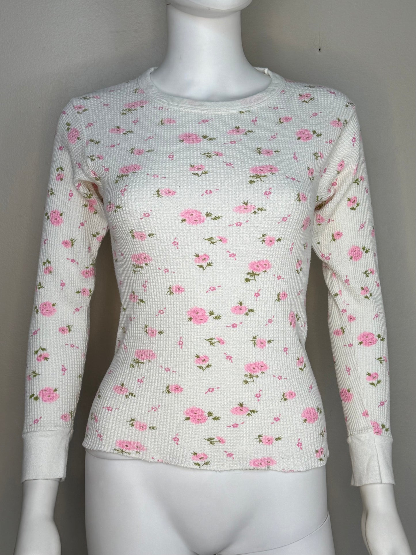 1970s/80s Floral Thermal Shirt and Pants Set, Sears Size S/M, Long John Winter Underwear