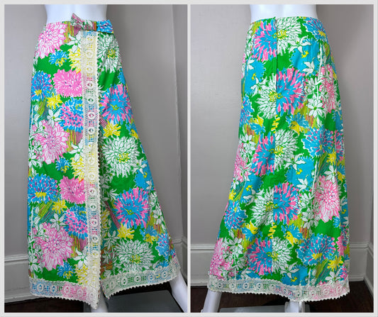 1960s The Lilly Pulitzer Bright Floral Maxi Skirt, Size XS