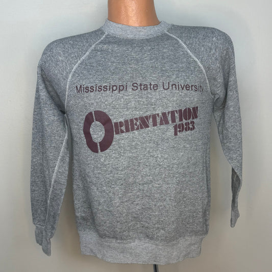 1980s Mississippi State University Sweatshirt, Orientation 1983, Wolf Size XS-Small
