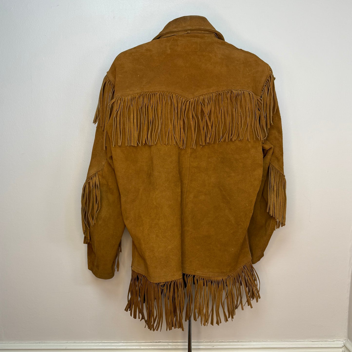 1960s/70s Brown Leather Jacket with Fringe, Sportswear Styled by National Shirt Shops Size Large