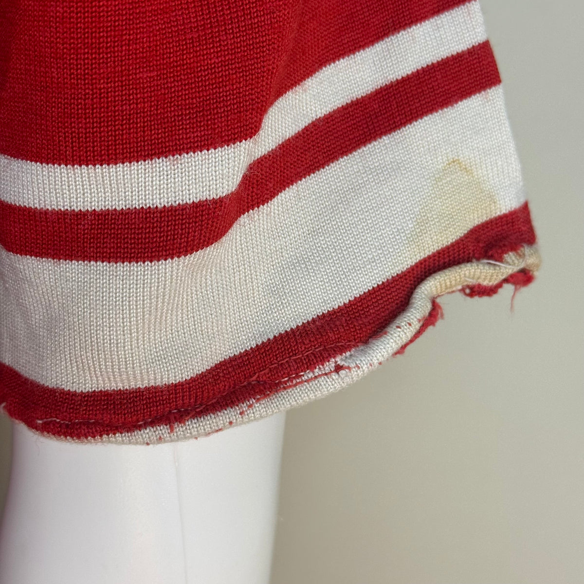 1960s Red Durene Jersey, Action-Tailored by Rawlings Size 44, No 28, Distressed