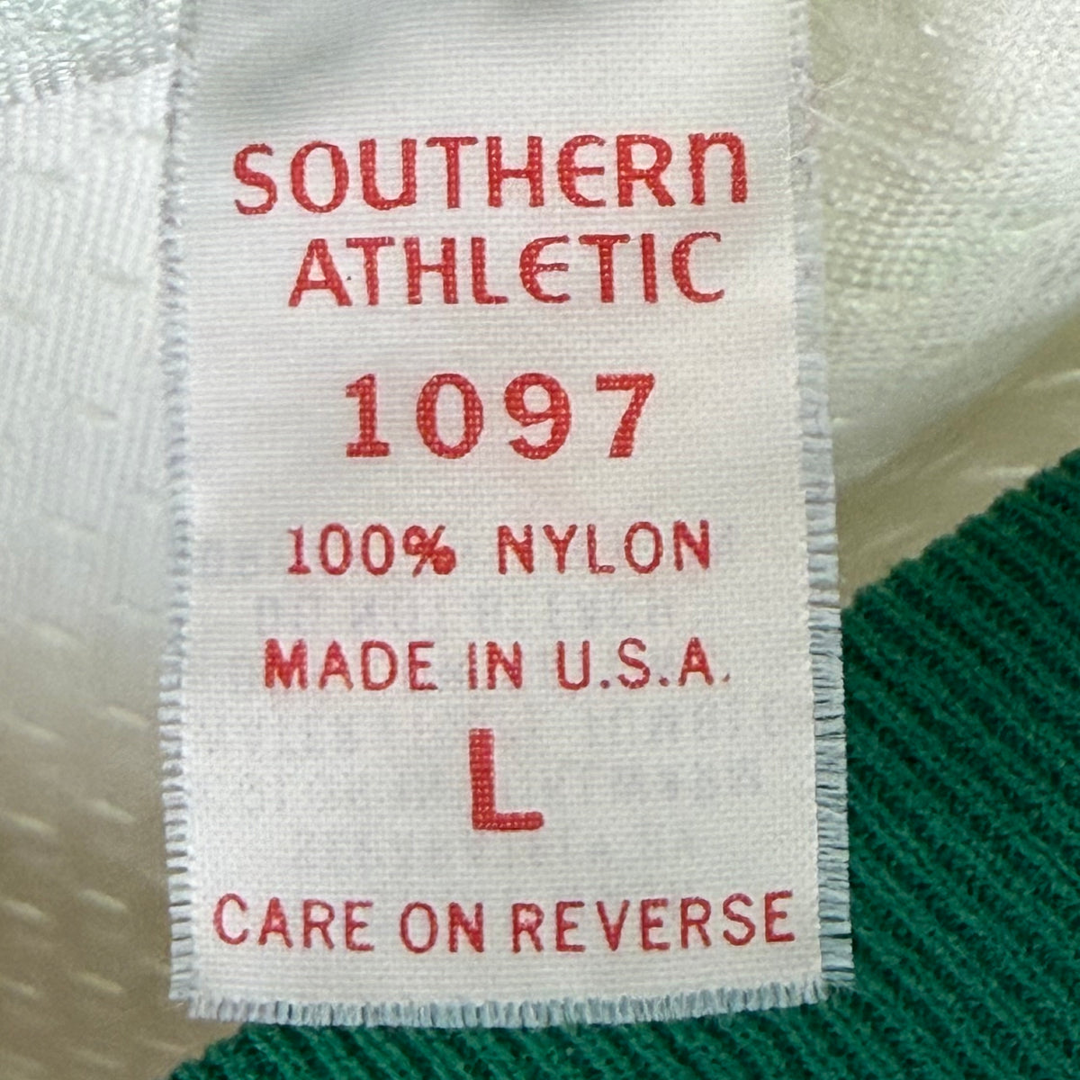 1970s White and Green Mesh Jersey, Southern Athletic Size Large, No. 33
