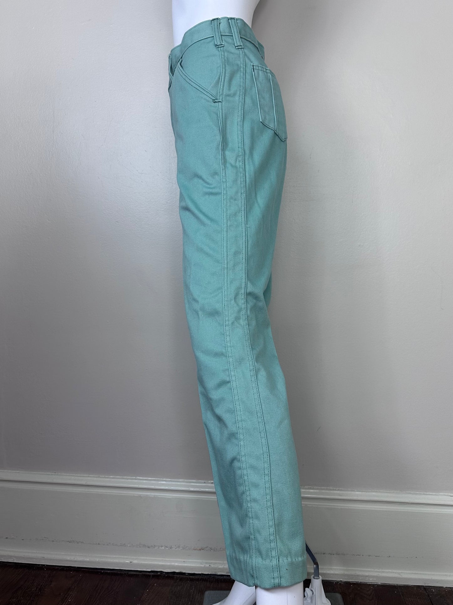 1970s Light Green Flare Leg Pants, Mark Jeans, 32.5"x29"