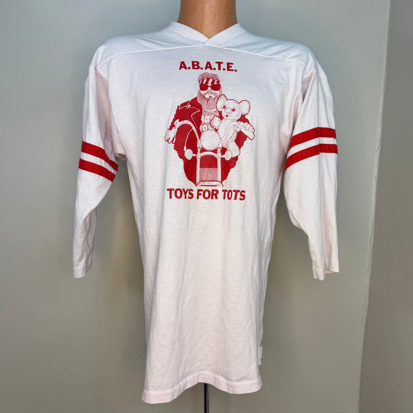 1980s ABATE Toys For Tots Biker T-Shirt, Iowa, US Marine Corps, Miller Jersey Tee Size Medium