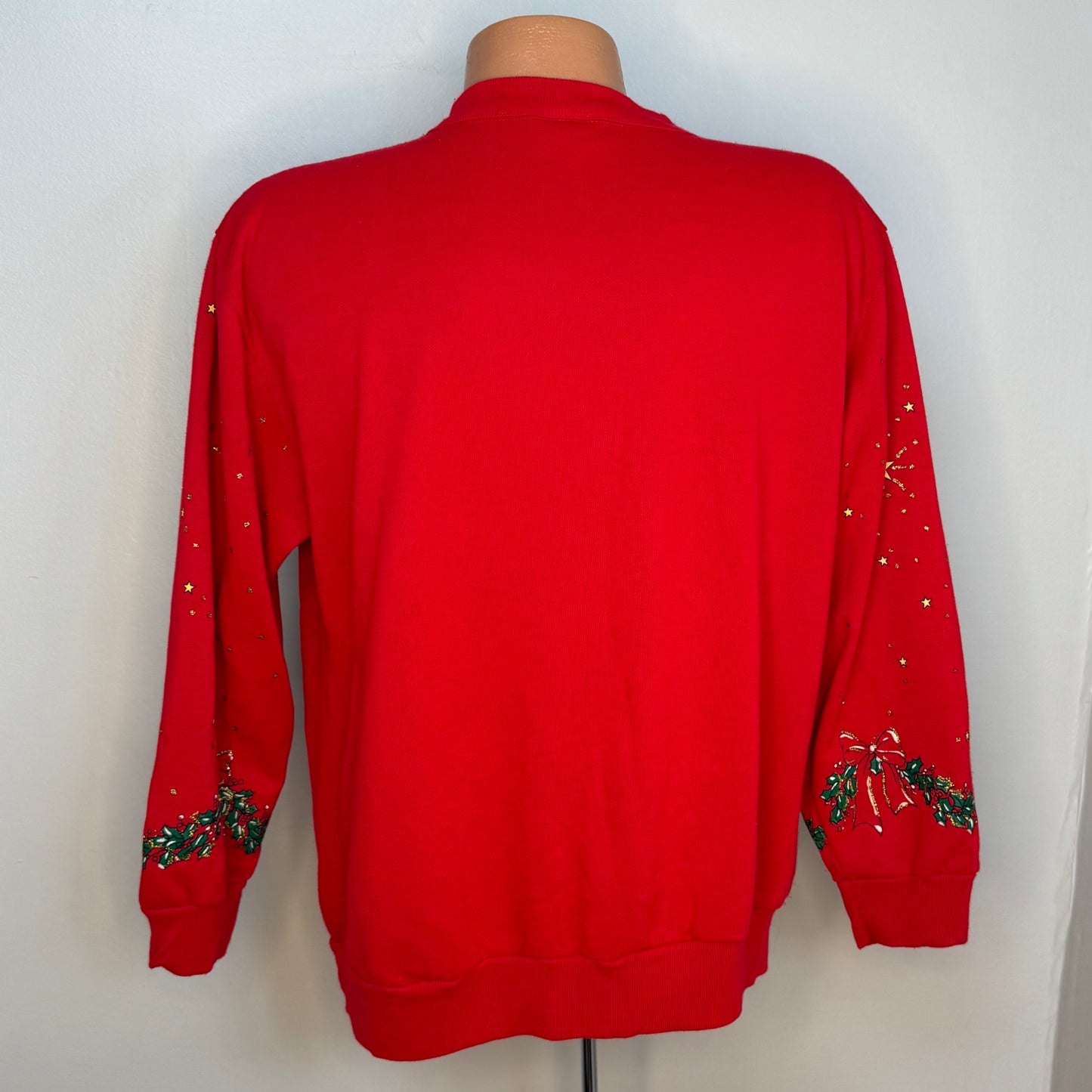 1990s Christmas Sweatshirt, Holiday Time Size M/L, Wishes Can Come True, Teddy Bear