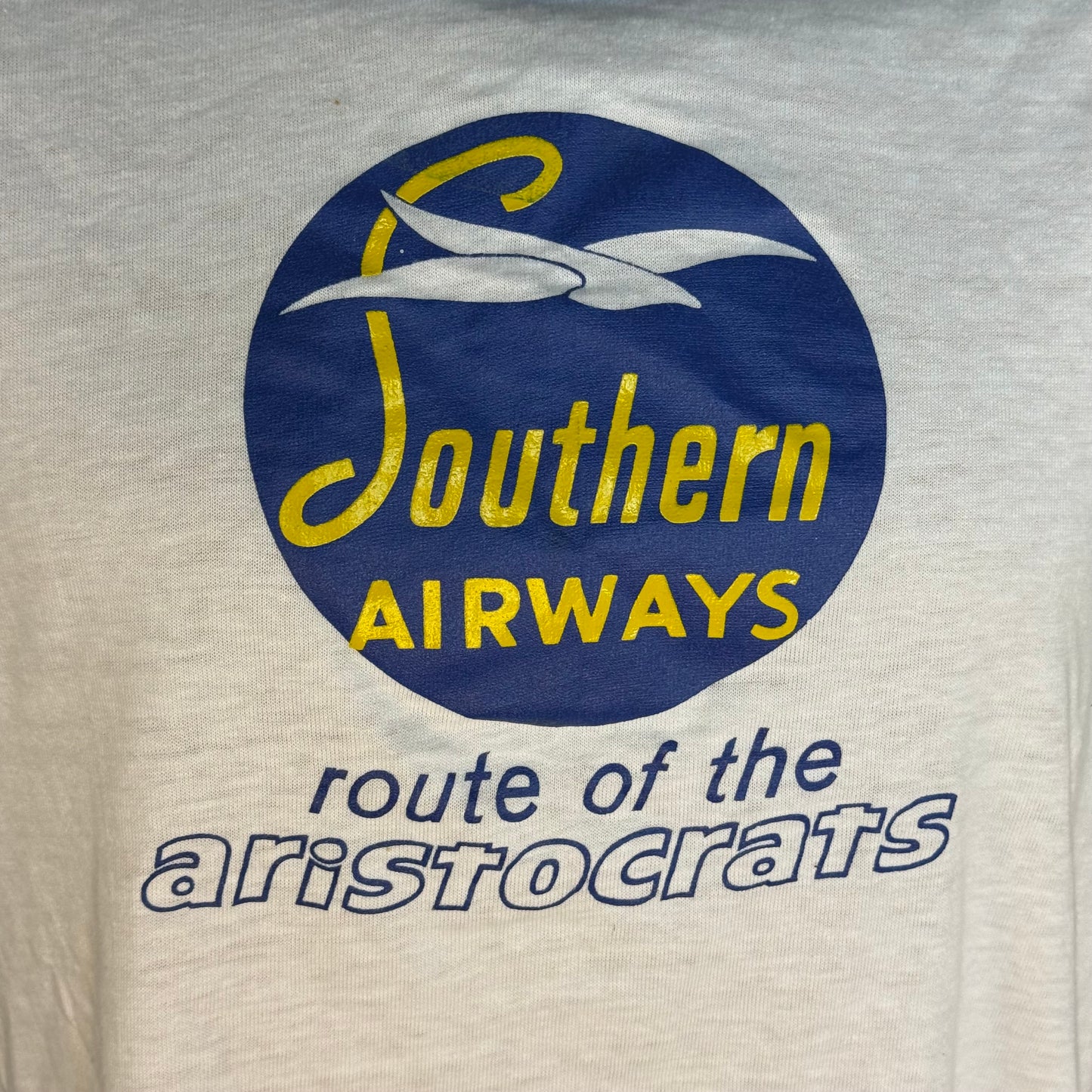 1980s Southern Airways Route of the Aristocats T-Shirt, Hanes Ringer Tee Size Large, Original 40s Logo