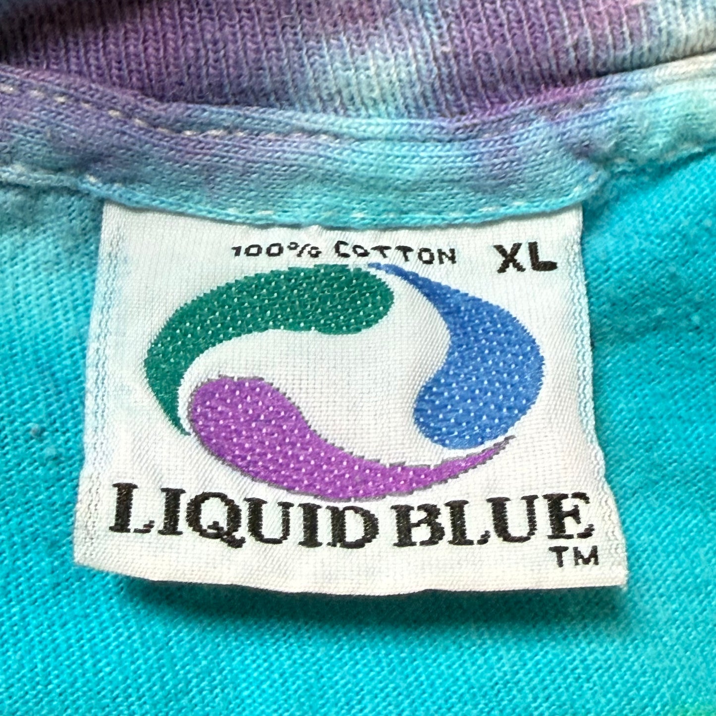 1990s Rolling Stones Concert T-Shirt, Acid Trip Tongue, Rainbow Tie Dye, Liquid Blue Size XL
