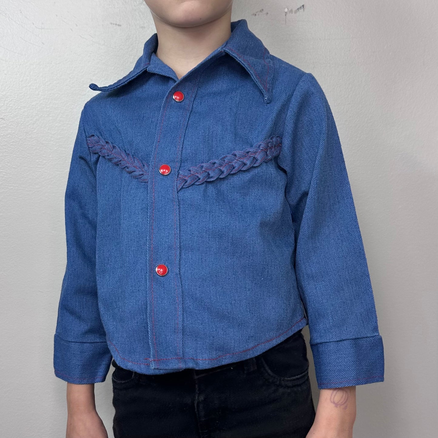 1970s Kids’ Denim Jacket with Prairie Appliqué and Embroidery, Size 3T