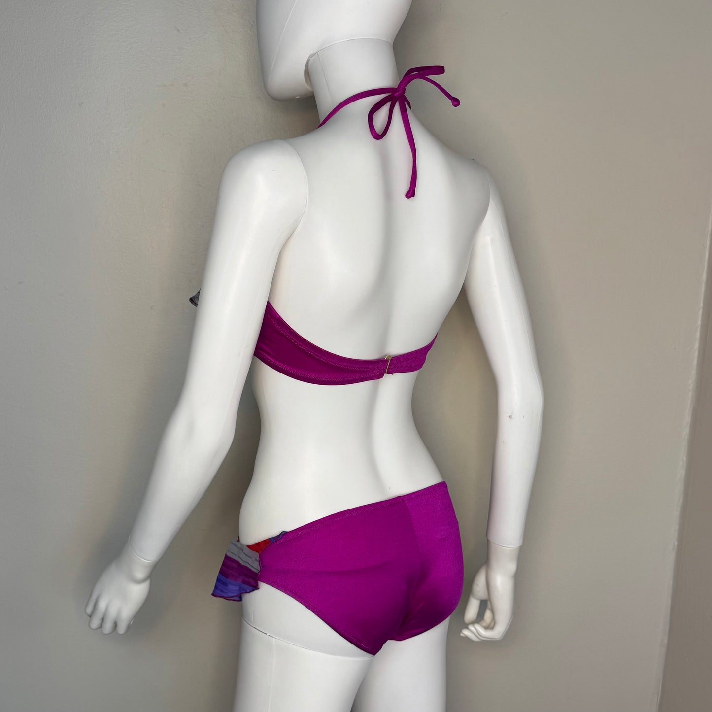 1970s/80s Pink Ruffle Bikini, De Weese Design Size XS/S