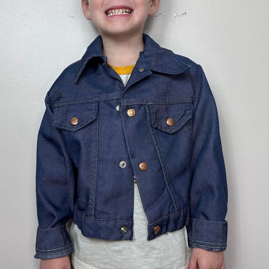 1970s Kids Blue Jean Denim Jacket Size 6/7