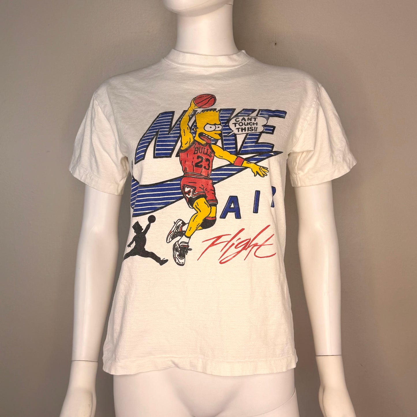 1990s Bootleg Bart Simpson T-Shirt, Chicago Bulls Michael Jordan 23, Nike Air Flight, You Can’t Touch This, Simpsons Parody, NewStar California