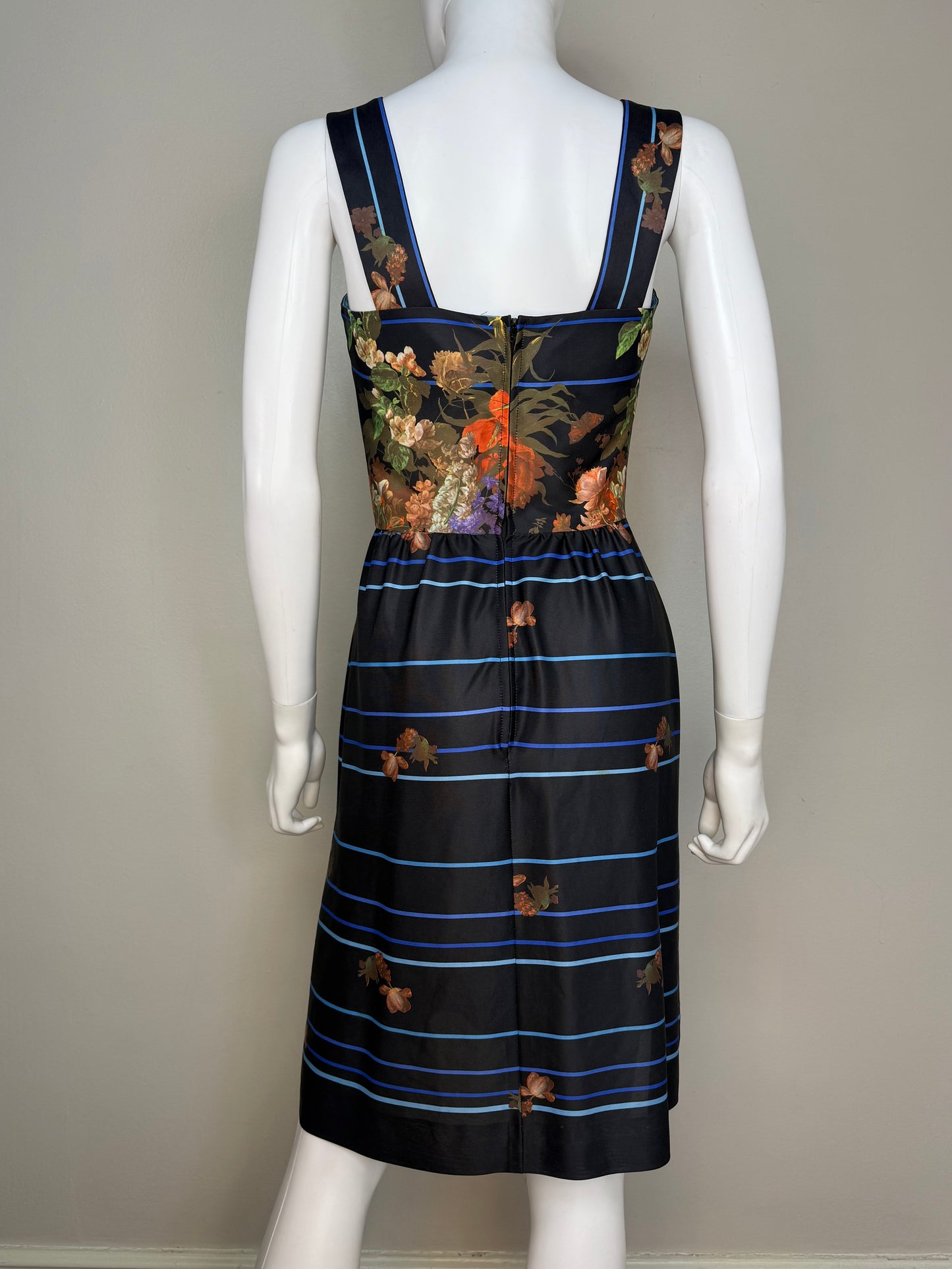 1970s Black Floral Sleeveless Dress with Matching Top, Vivente! Size XS