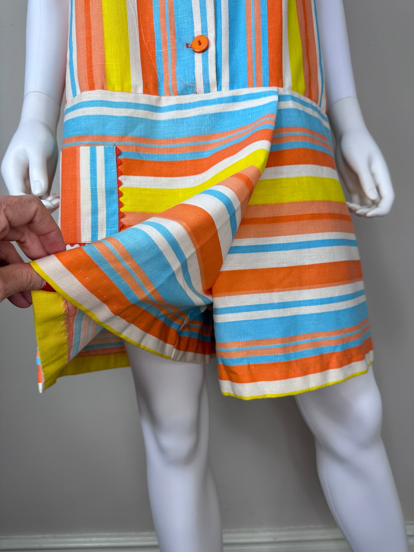 1960s Striped Romper Dress, Sears Size Large-XL
