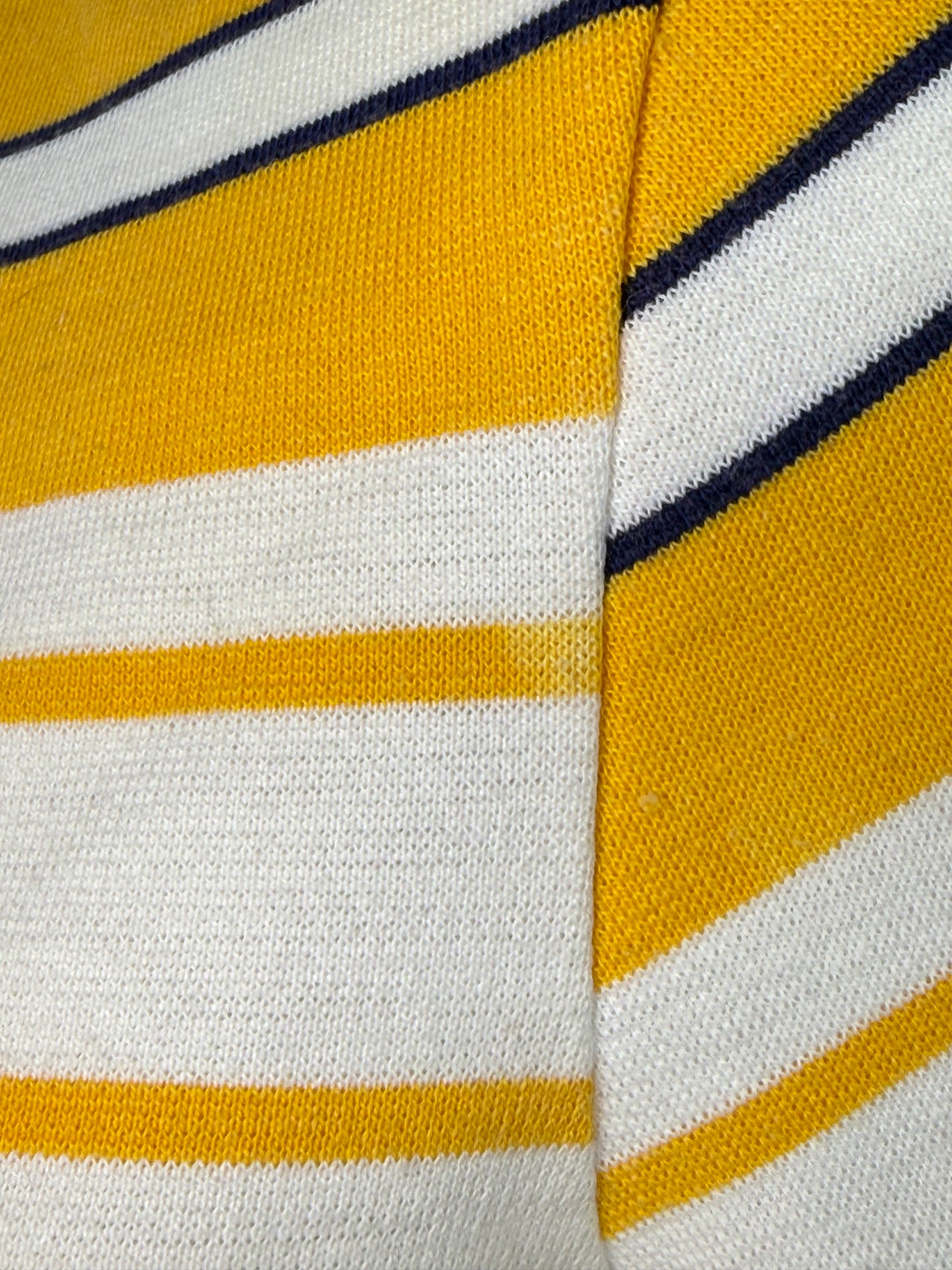1960s Yellow Striped Tunic and Navy Blue Knit Pants Set, Jantzen Size XS-Small, V Neck Belted T-Shirt