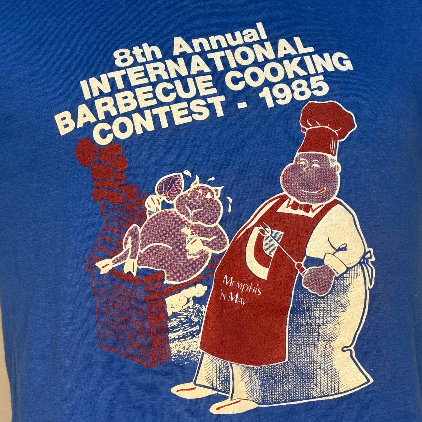 1980s International Barbecue Cooking Contest 1985 T-Shirt, Memphis in May Festival Salutes Australia, Screen Stars Size Small