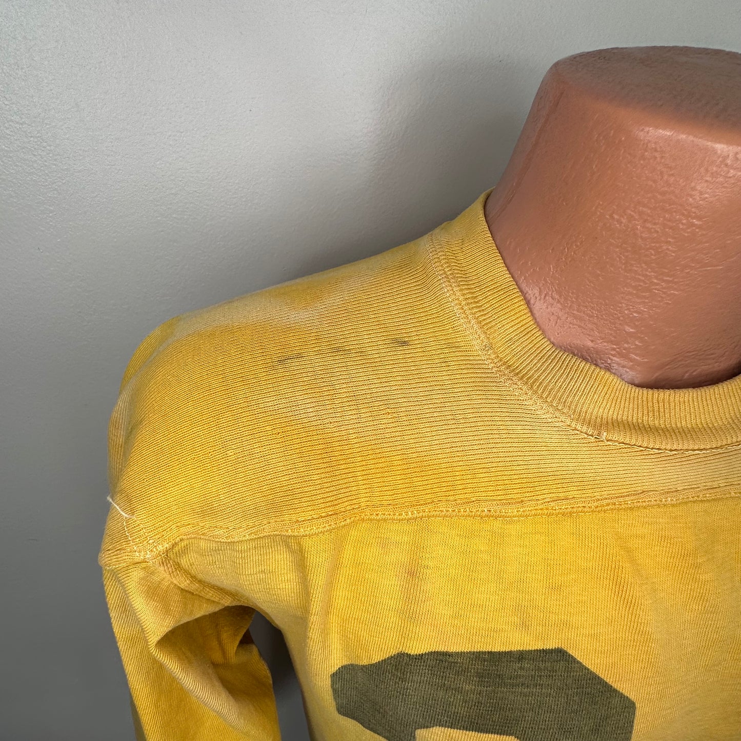 1940s/50s Cotton Football Jersey, Mustard Yellow Number 33, York Arms Co Sporting Goods