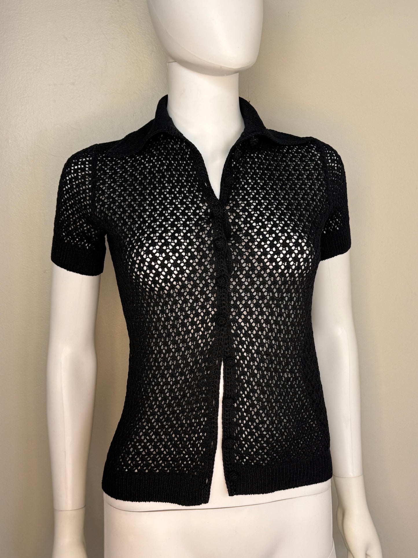 1960s/70s St John Knits Black Sleeveless Sweater Dress and Matching Short Sleeve Cardigan, Size X-Small