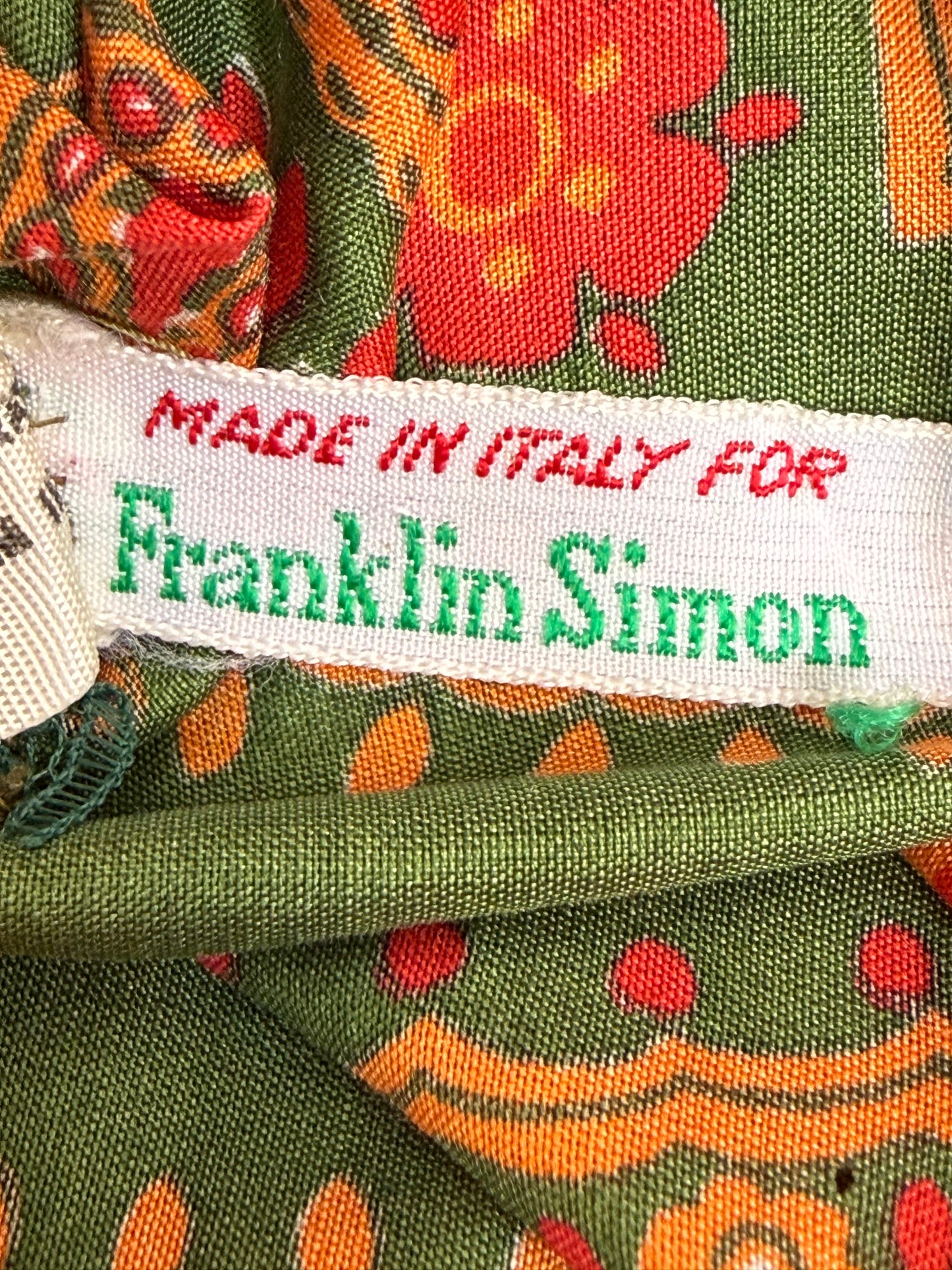 1950s Silk Scarf Blouse, Franklin Simon Size Small