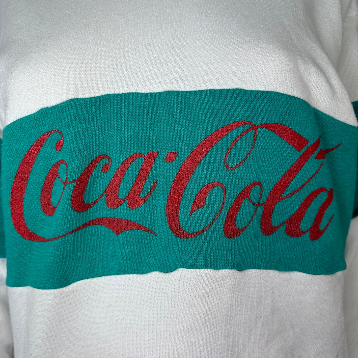 1980s/90s Coca Cola Sweatshirt, White Green & Red, Tultex Size Large