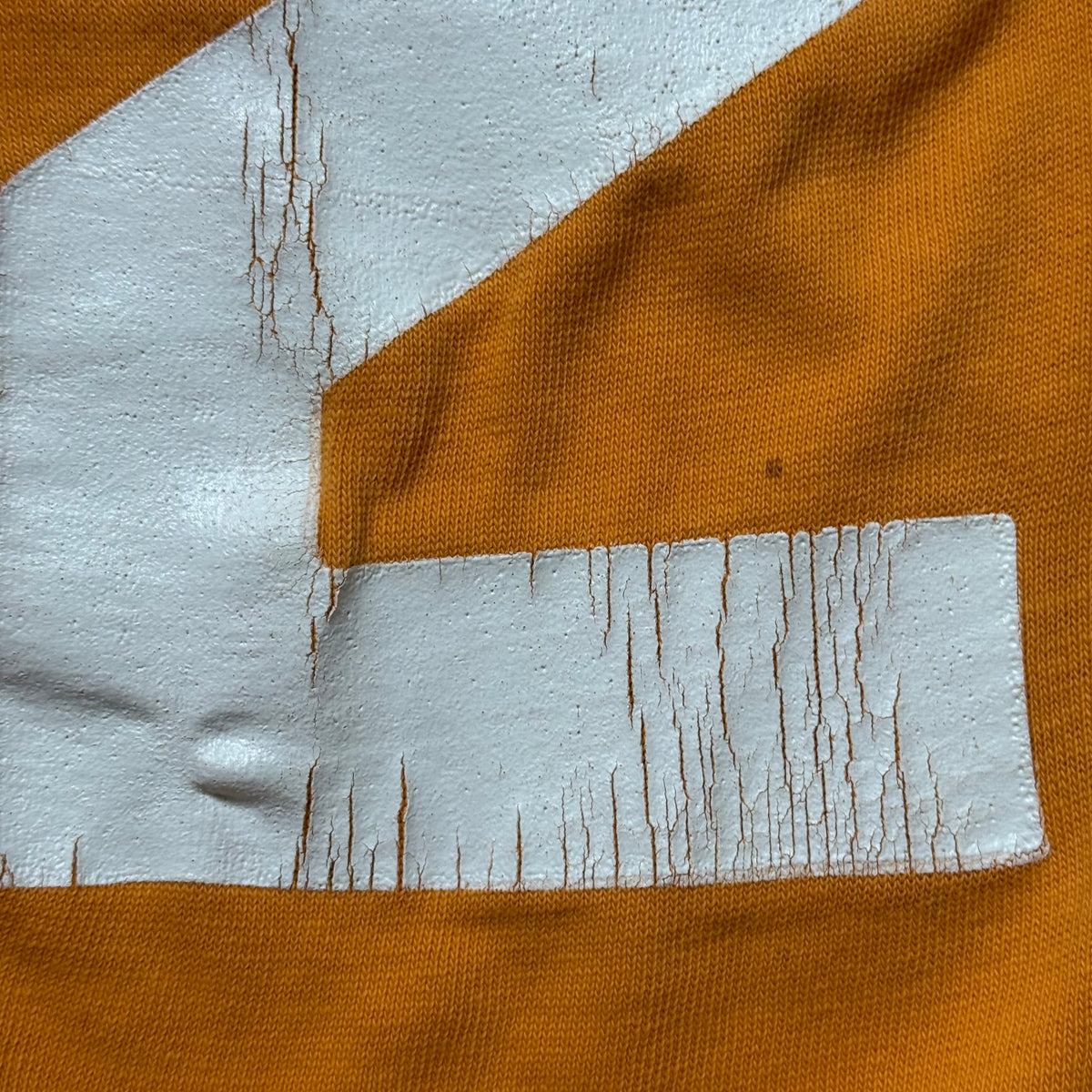 1960s Orange Cotton Jersey, Russell Athletic Size Large, No 22, Distressed