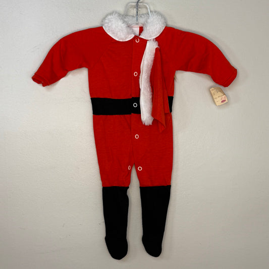 1980s/90s Baby Santa Suit Footie Pajamas with Hat, Kessler Size 9-12m, Two Piece Outfit Costume, Christmas Jumpsuit, New with Tags