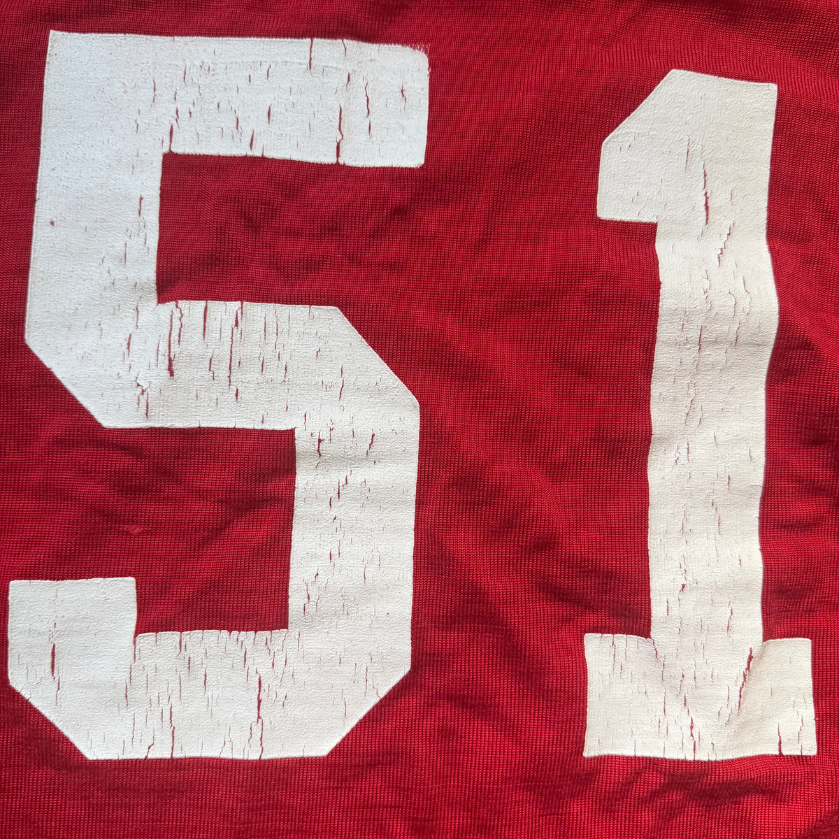 1960s Red Durene Jersey, Size Medium, No 51, Distressed