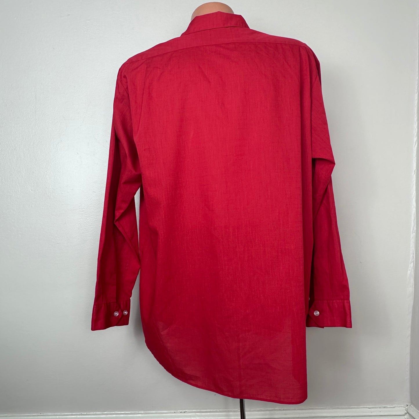 1960s/70s Red Long Sleeve Loop Collar Shirt, Sears From the Premiere Collection Size XL