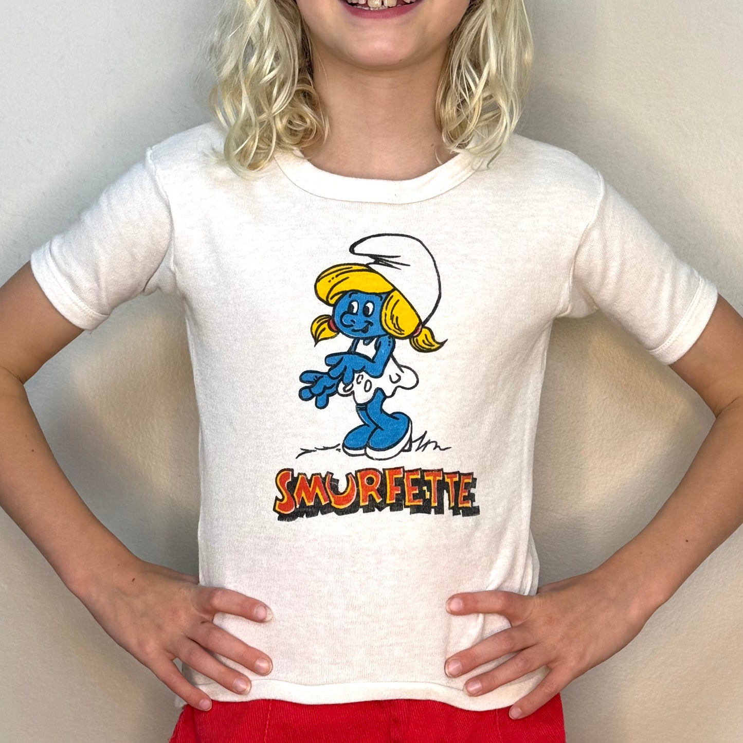 1980s Kids' Smurfette T-Shirt, The Smurfs, Size 6/7