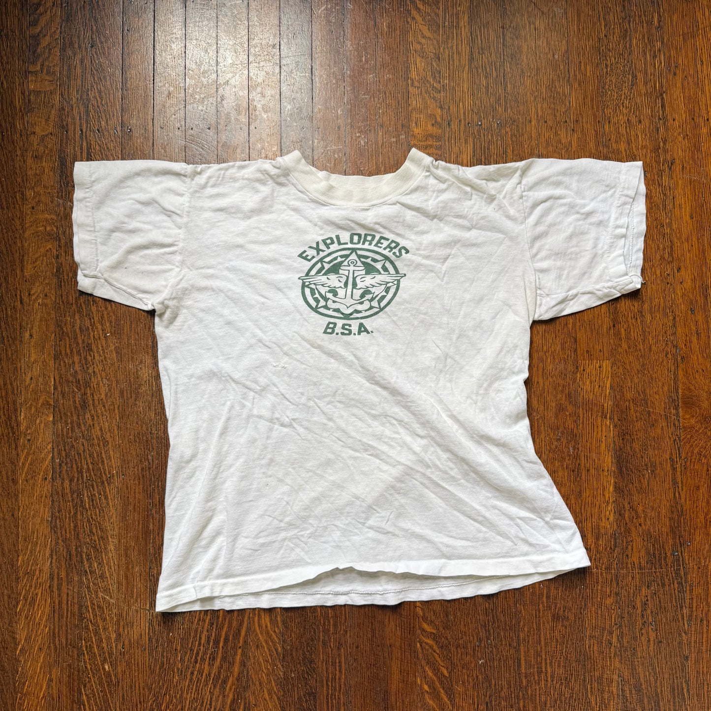 1940s/50s Explorers B.S.A. T-Shirt, Boy Scout BSA, Size Small, Distressed
