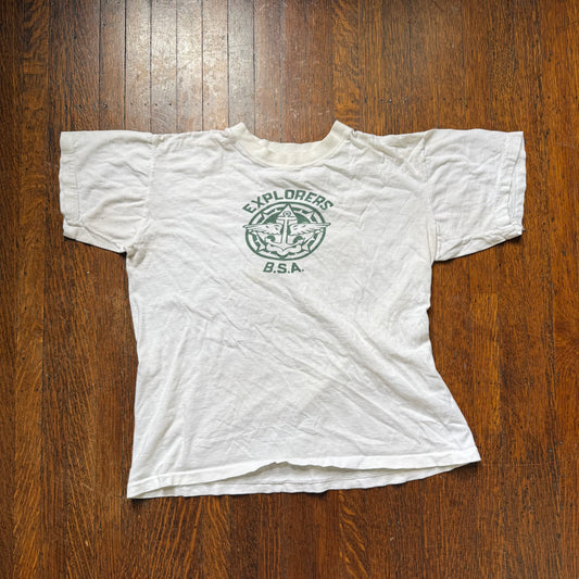 1940s/50s Explorers B.S.A. T-Shirt, Boy Scout BSA, Size Small, Distressed