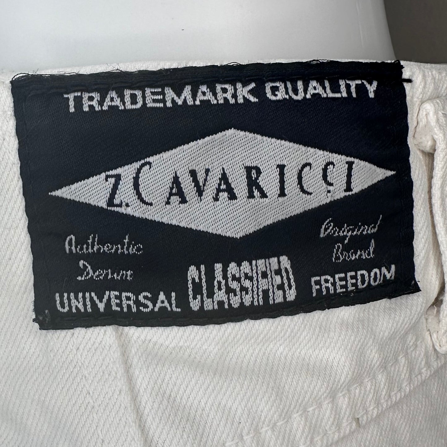 1990s White Denim Shorts, Z Cavaricci Size 4/Small, Button Fly, Cut Offs, Raw Hem