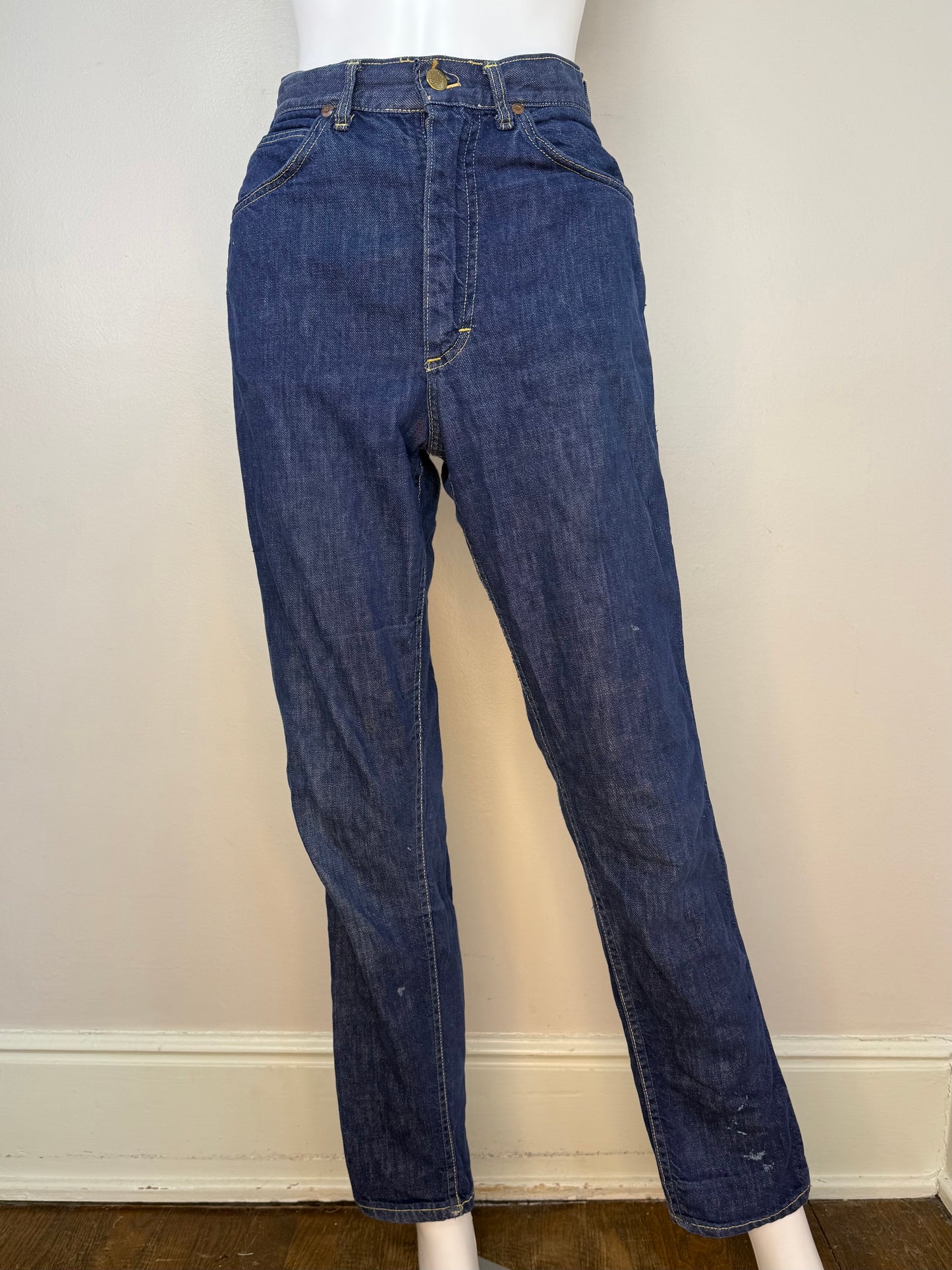1960s Blue Jeans, Lady Lee Riders, 25.5"x29.5", Authentically Western Sanforized Cotton Blu-Fast Denim