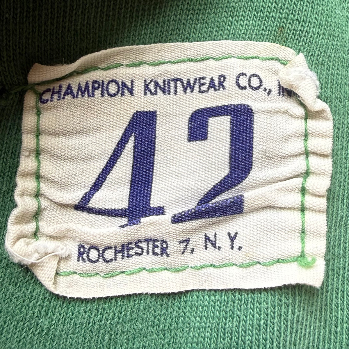 1950s Green Cotton Jersey T-Shirt, Large Yellow Grid Number 60, Champion Knitwear Size 42