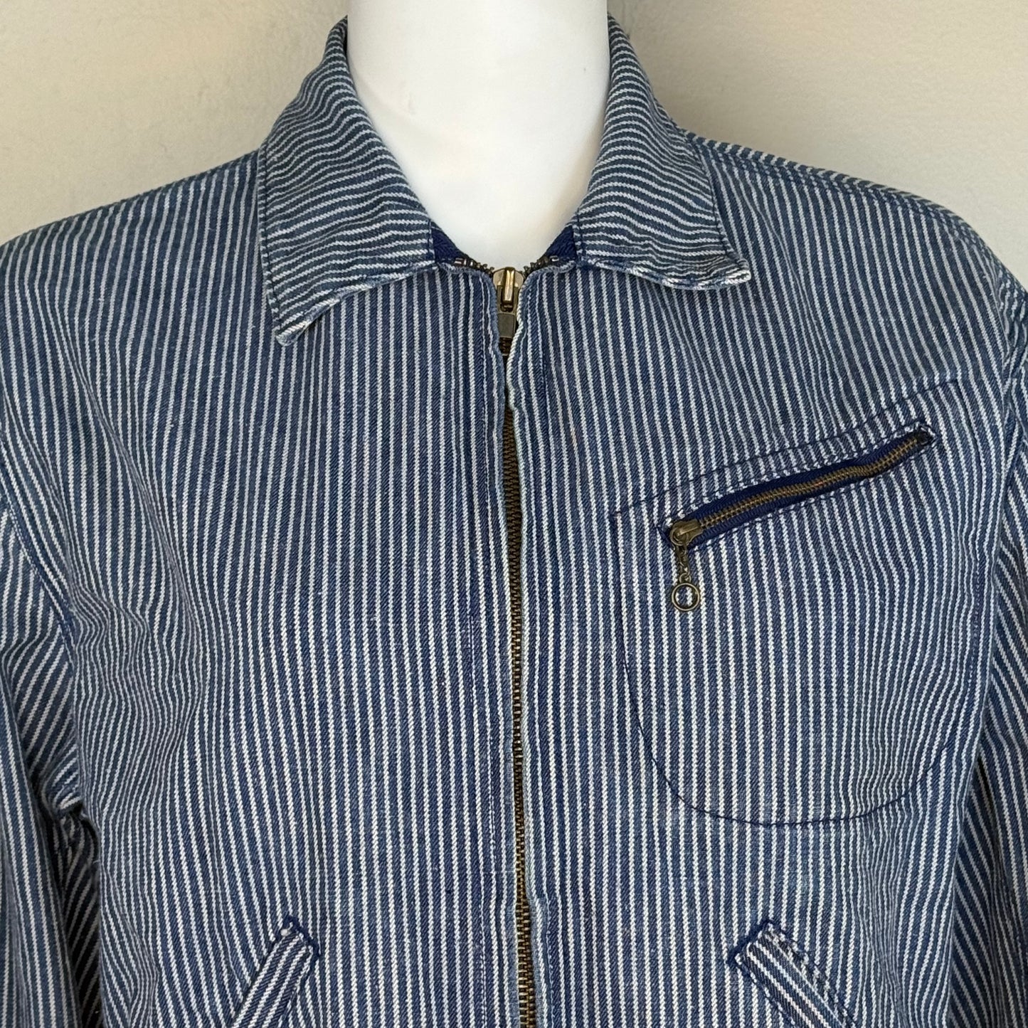 1990s Hickory Stripe Denim Jacket, Ralph Lauren Size Small
