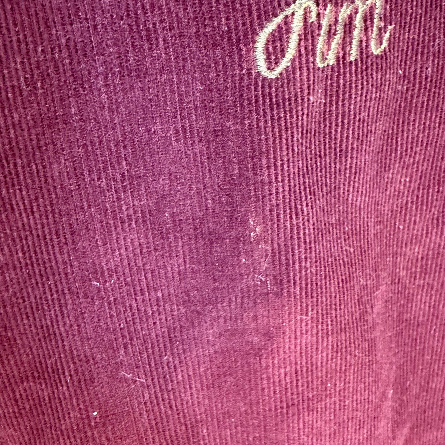 1960s/70s Burgundy Corduroy Jacket, Embroidered, Watsons Beagles, Size XL-2XL