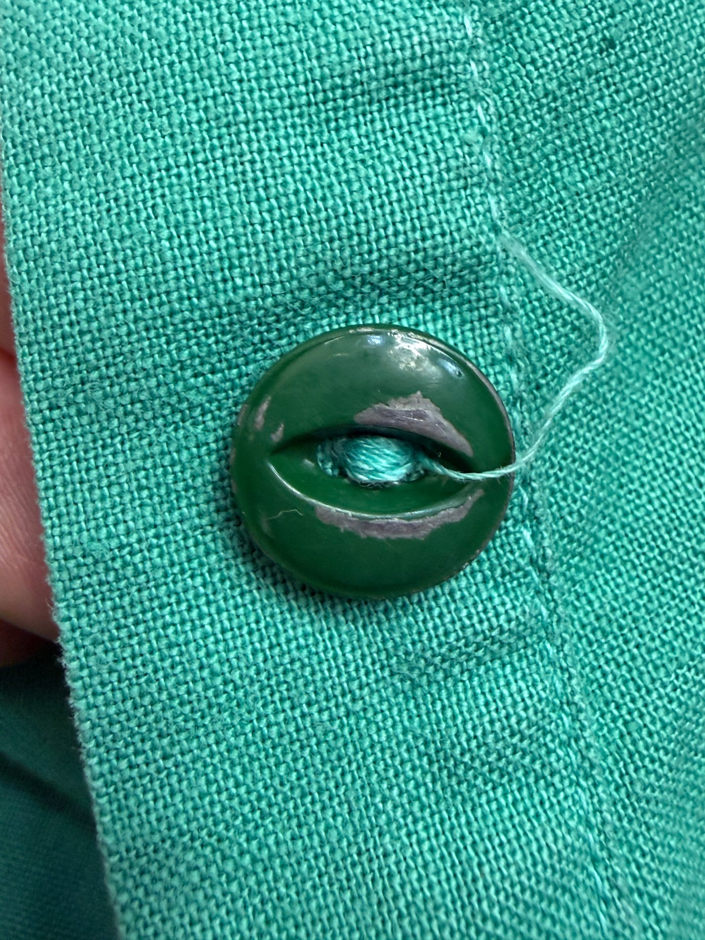 1940s Green School Gym Uniform, Pullover Top and Side Button Shorts, E R Moore Company Athletic Apparel Size X-Small, Gymcloth Gym Suit Set